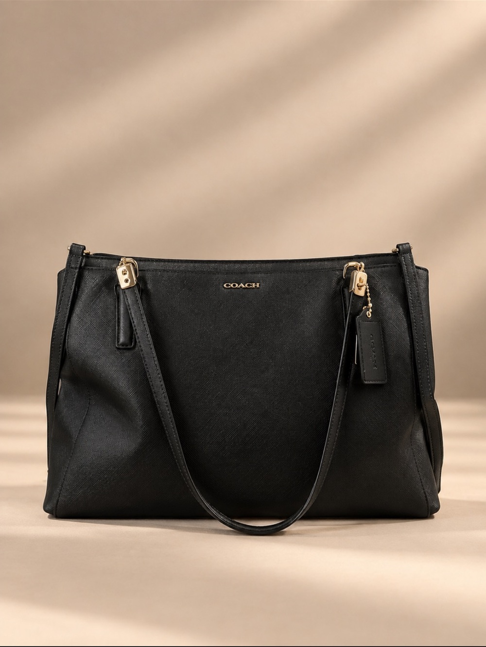 COACH Safiano Leather Handbag-Black